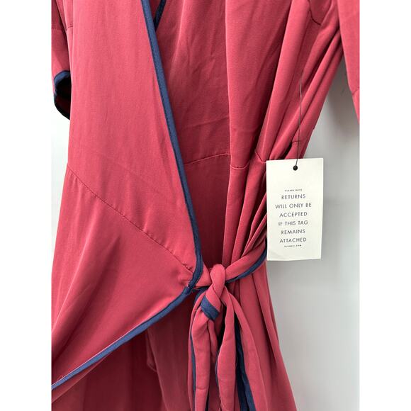 ELOQUII NWT Marroon with Navy Trim Short Sleeve Wrap Dress // 18 - Picture 10 of 10